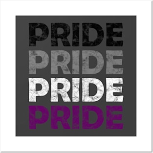 Asexual Pride Flag Colors Repeating Text Design Posters and Art